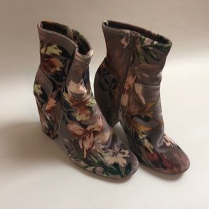 Nine West floral print velvet booties